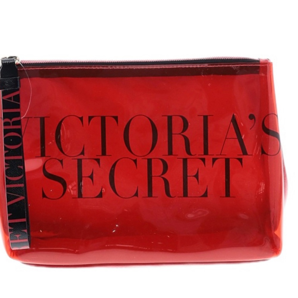 Victoria's Secret Beauty Bag Red "Intense" See Through Cosmetic Makeup C…